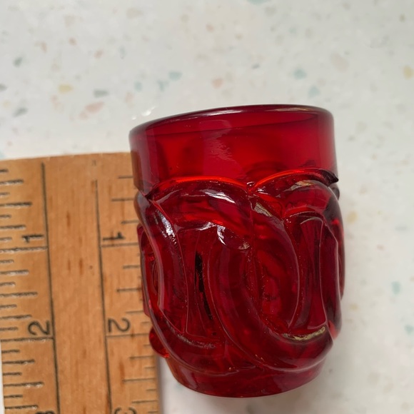 Vintage Red Glass Viking Shot Glass - Picture 4 of 4